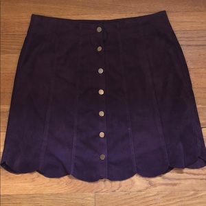 Purple Suede Skirt with Gold Buttons